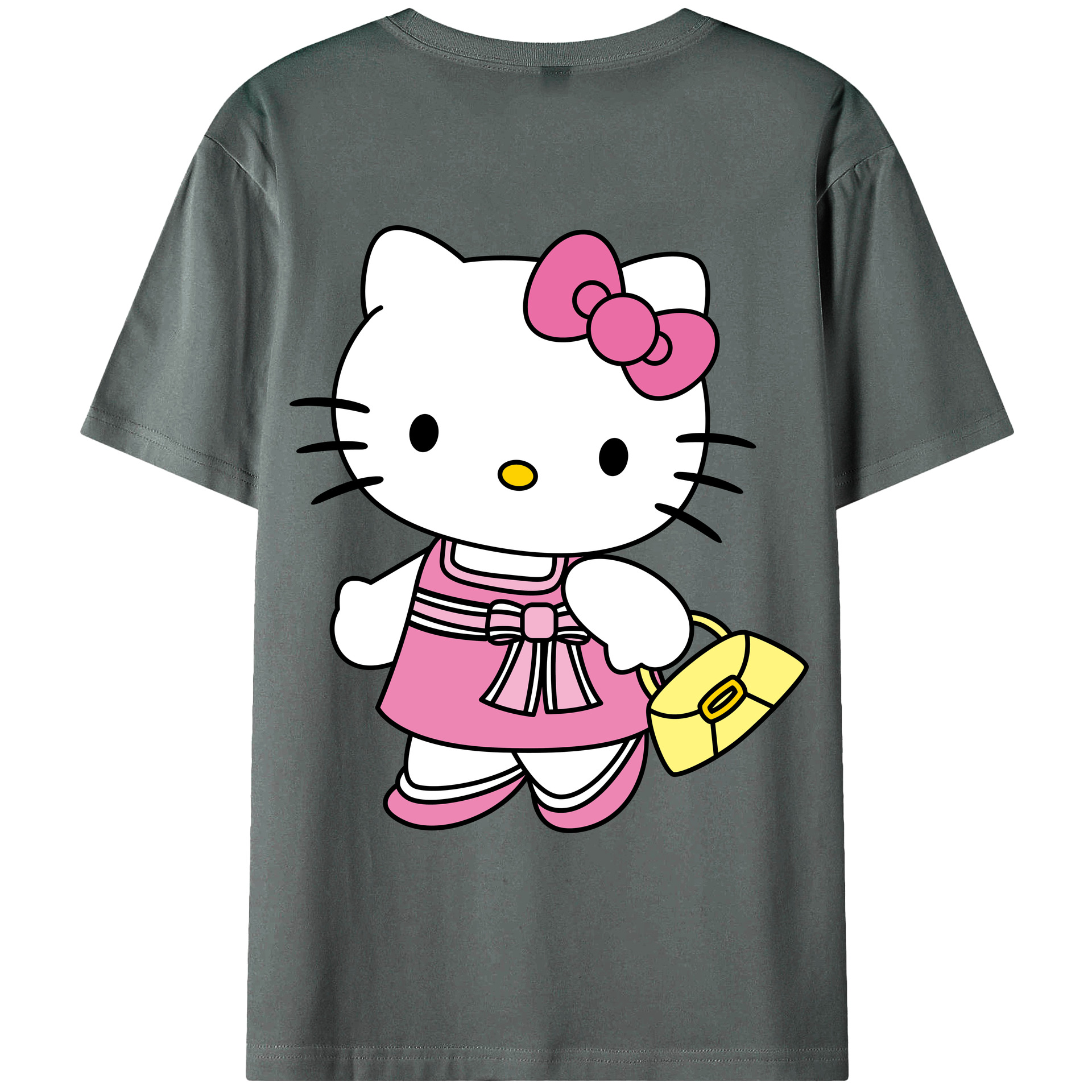 （画像用） Hello Kitty ハローキティ 綿100％ メンズ半袖Tシャツ（バックプリント） 通気性